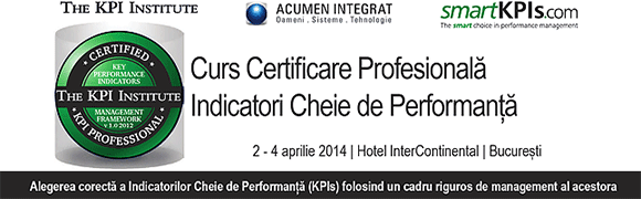 Revista „Performance Management in 2013” a fost lansata Curs Certificare Indicatori Cheie de Performanta (KPIs)